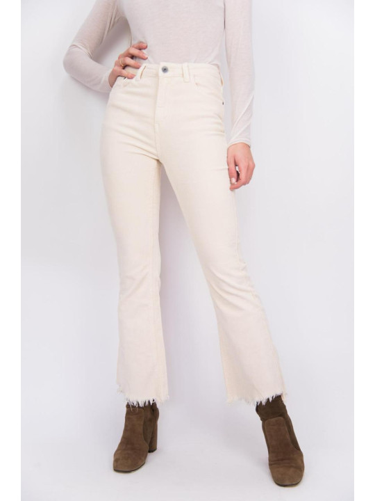 pantalone a zampa in velluto con frange