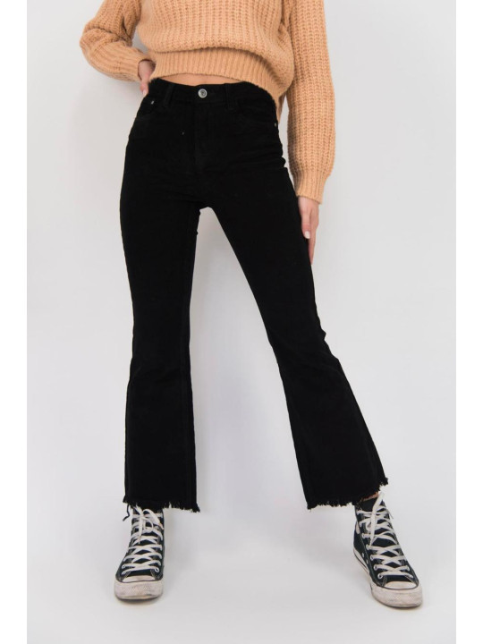 pantalone a zampa in velluto con frange
