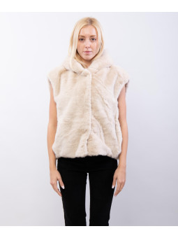 Gilet in Pelliccia con Cappuccio