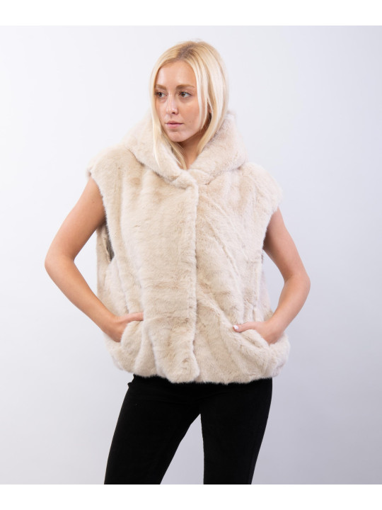 Gilet in Pelliccia con Cappuccio