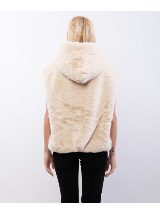Gilet in Pelliccia con Cappuccio