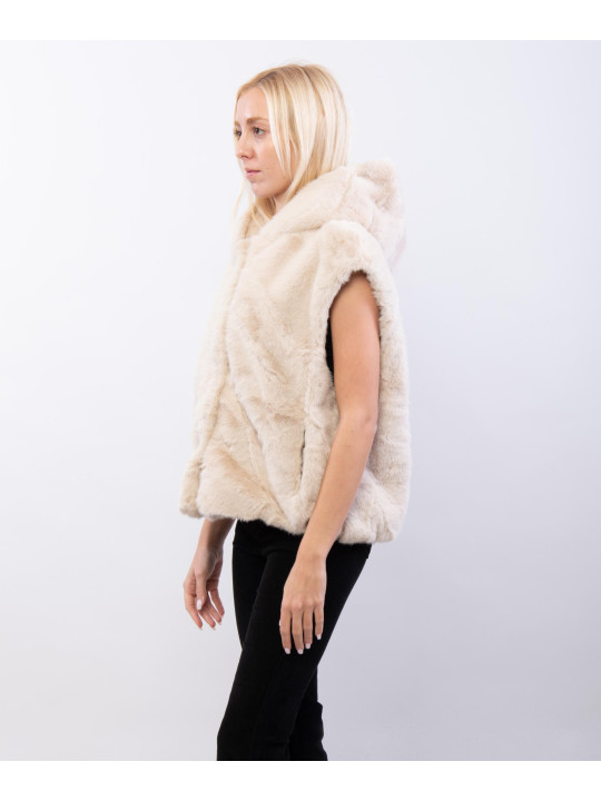 Gilet in Pelliccia con Cappuccio