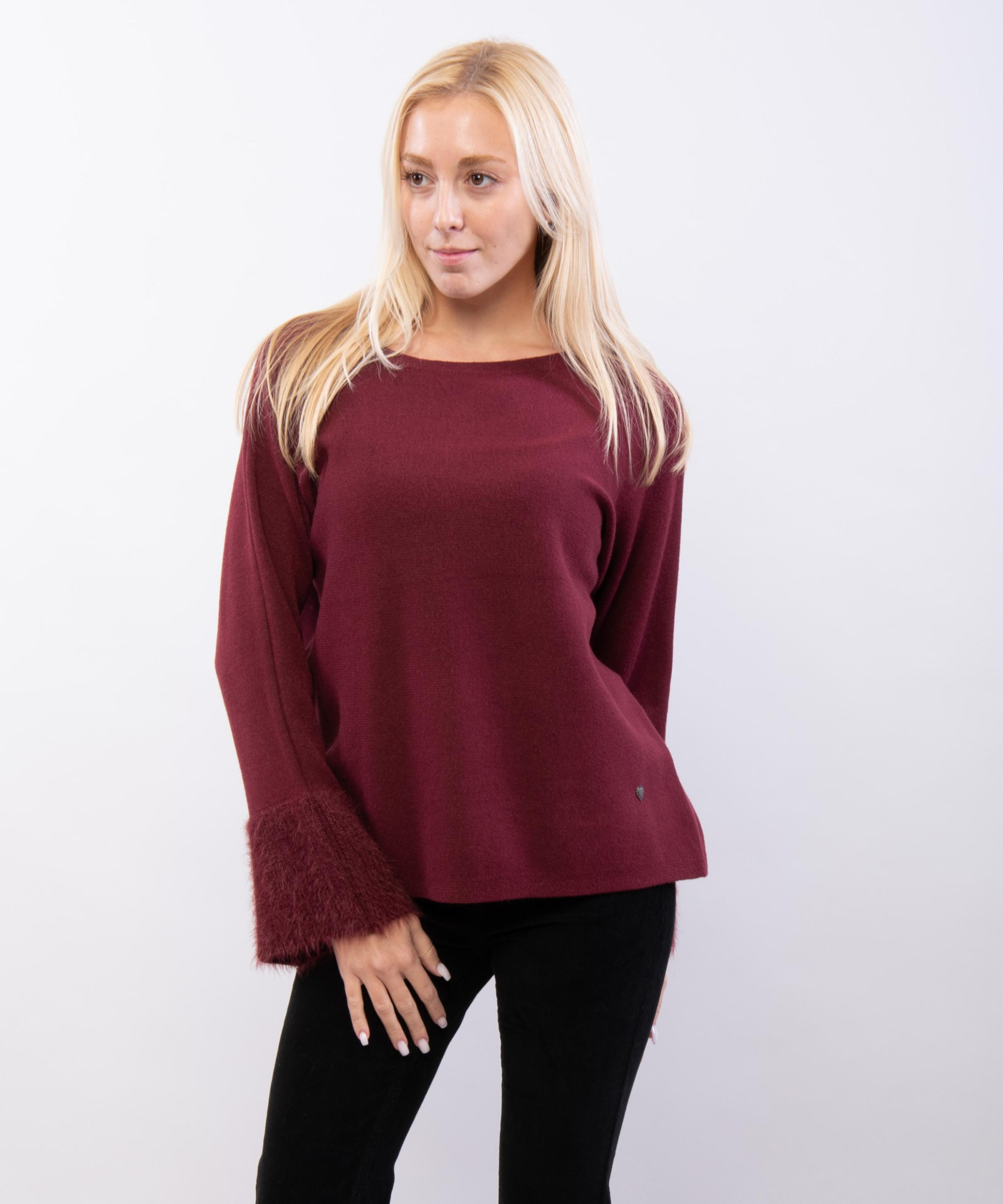 maglione con manica a pelo