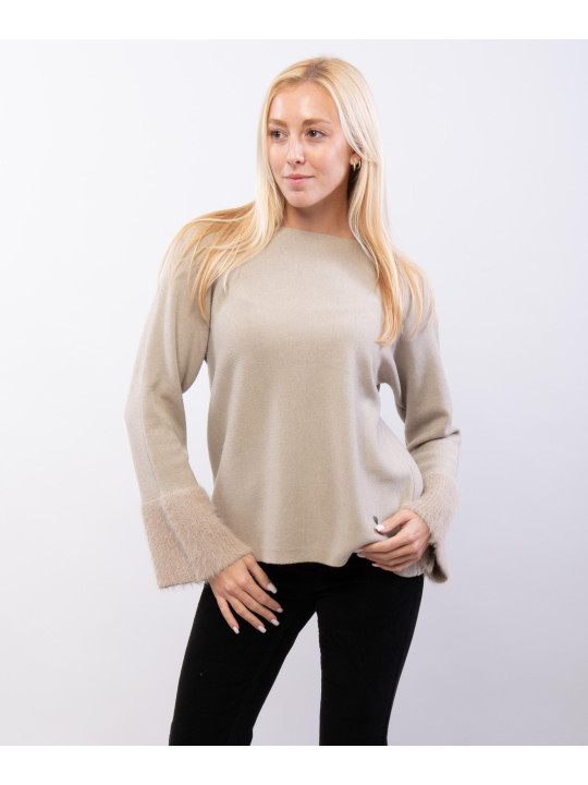 maglione con manica a pelo