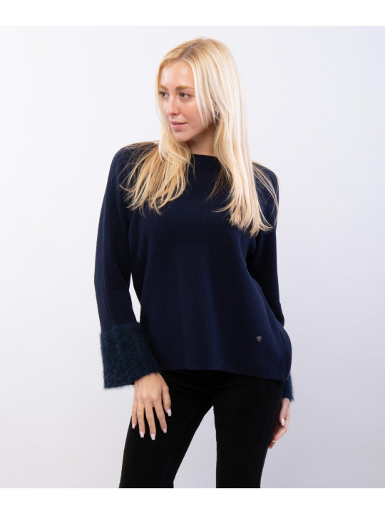 maglione con manica a pelo