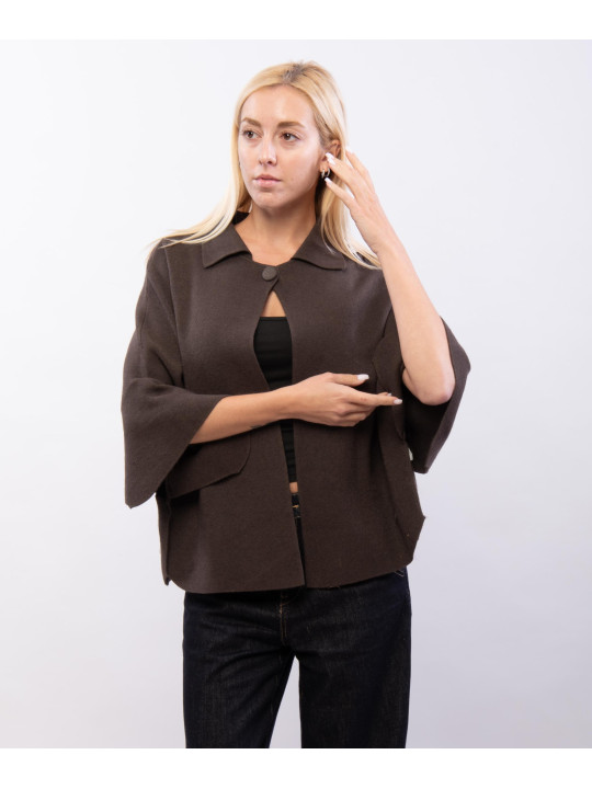 poncho in maglia con colletto