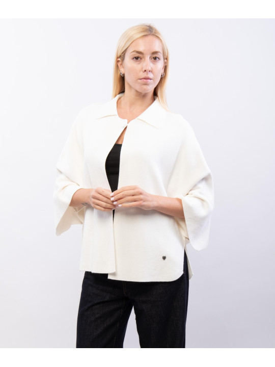 poncho in maglia con colletto