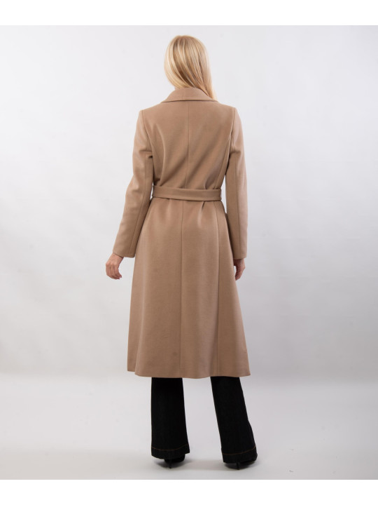 Cappotto con cintura e spacco laterale doppio petto