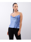 Top Cropped Scollo Drappeggio 100% poliestere
