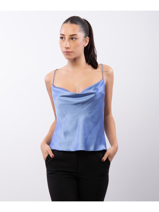 Top Cropped Scollo Drappeggio 100% poliestere