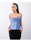 Top Cropped Scollo Drappeggio 100% poliestere