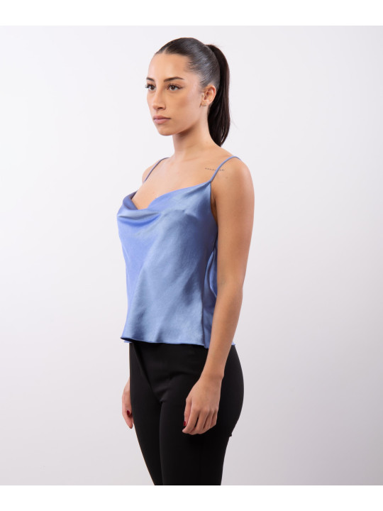 Top Cropped Scollo Drappeggio 100% poliestere