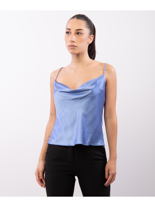 Top Cropped Scollo Drappeggio 100% poliestere