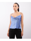 Top Cropped Scollo Drappeggio 100% poliestere