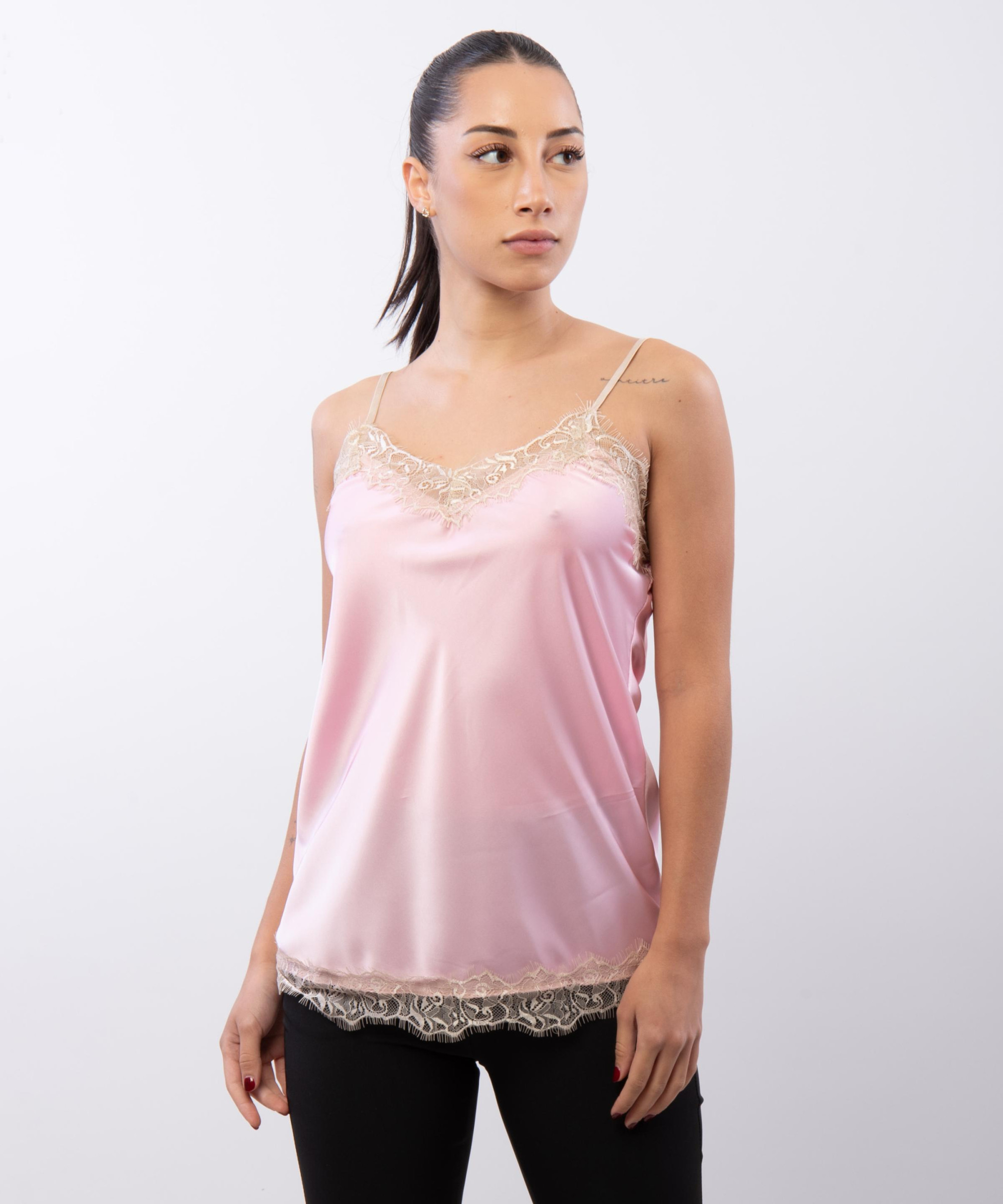 Top Scollo V Pizzo 95% poliestere 5%elastico