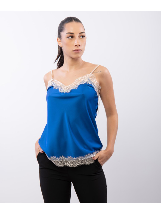 Top Scollo V Pizzo 95% poliestere 5%elastico