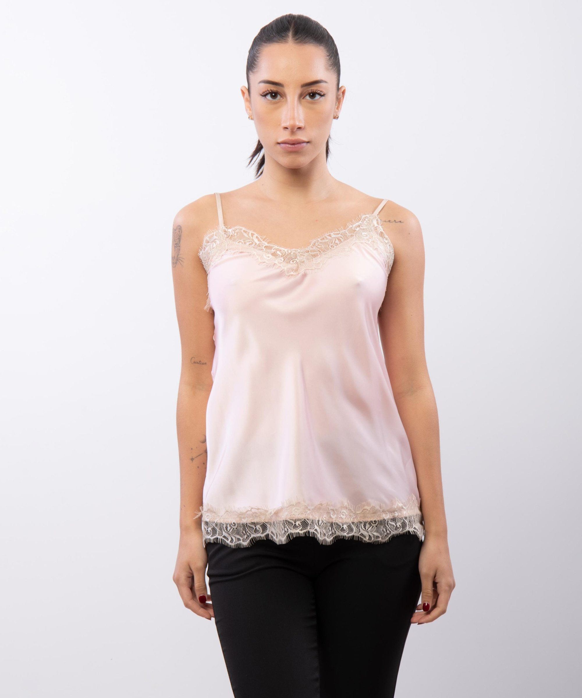 Top Scollo V Pizzo 95% poliestere 5%elastico