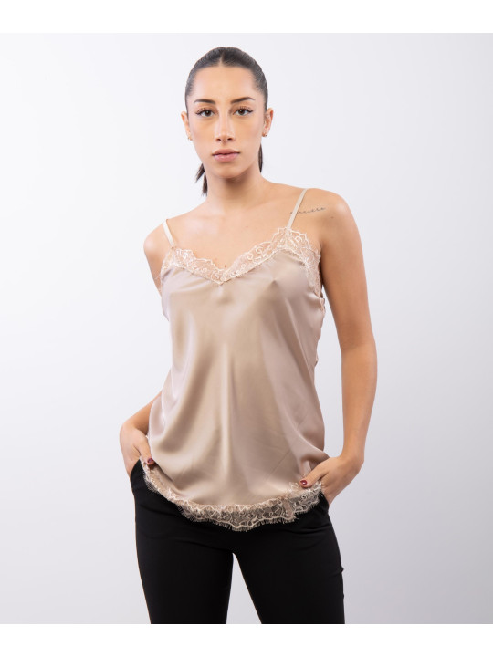 Top Scollo V Pizzo 95% poliestere 5%elastico