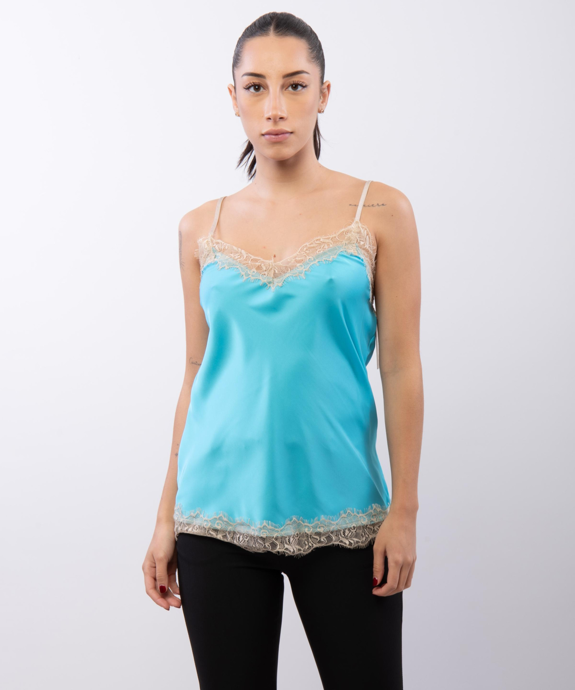 Top Scollo V Pizzo 95% poliestere 5%elastico