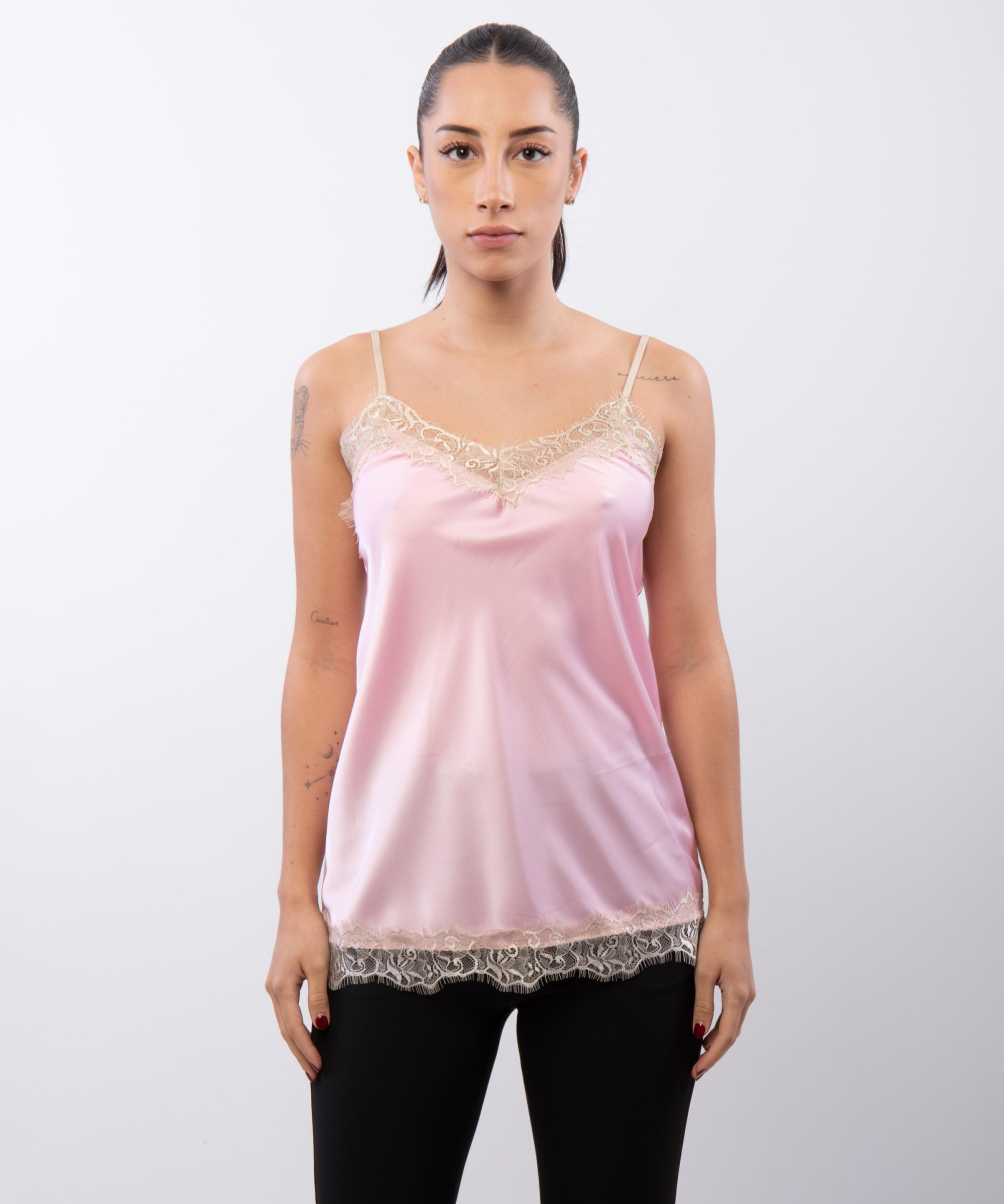 Top Scollo V Pizzo 95% poliestere 5%elastico