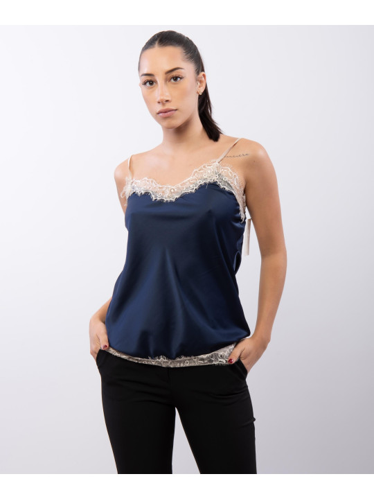 Top Scollo V Pizzo 95% poliestere 5%elastico