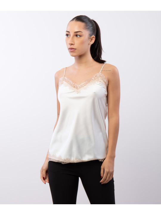 Top Scollo V Pizzo 95% poliestere 5%elastico