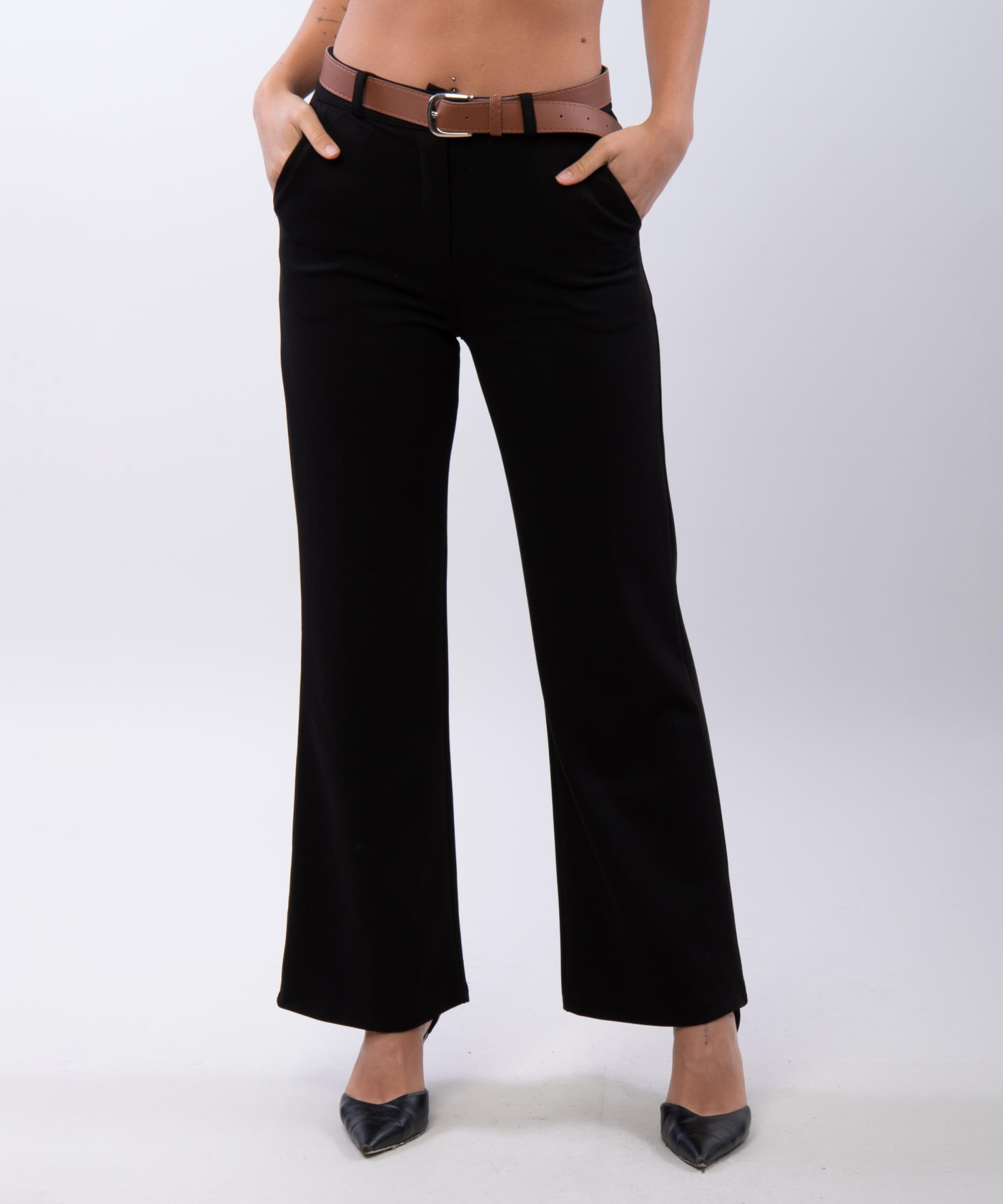 Pantalone a Palazzo con Cintura 46% cotone 42% poliestere 12% elastico