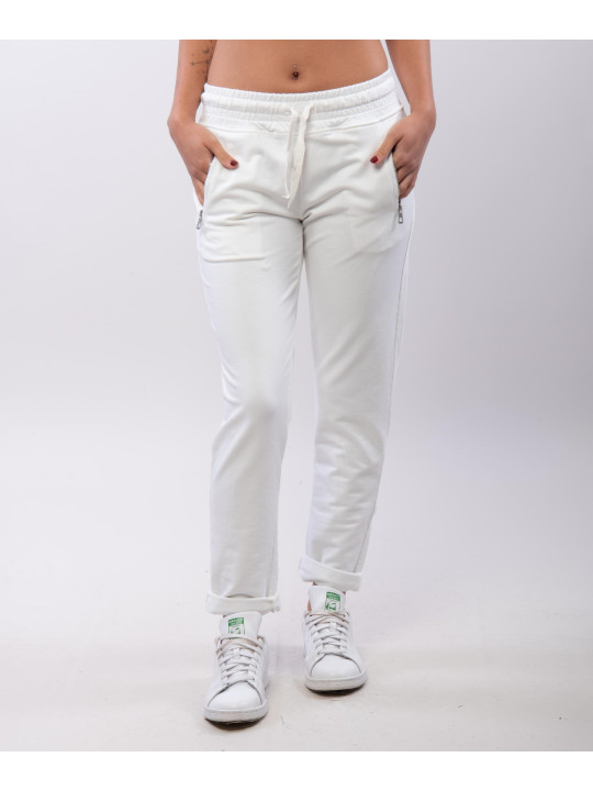Jogger con elastico e tasche zip laterali 95% cotone 5% elastico