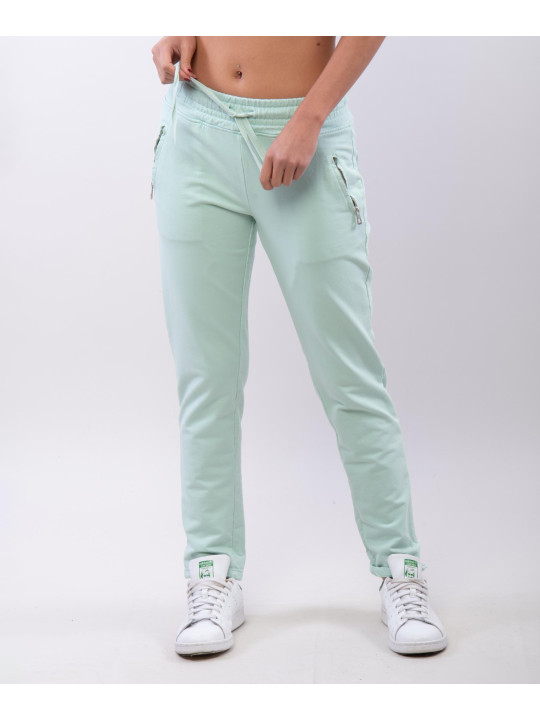 Jogger con elastico e tasche zip laterali 95% cotone 5% elastico