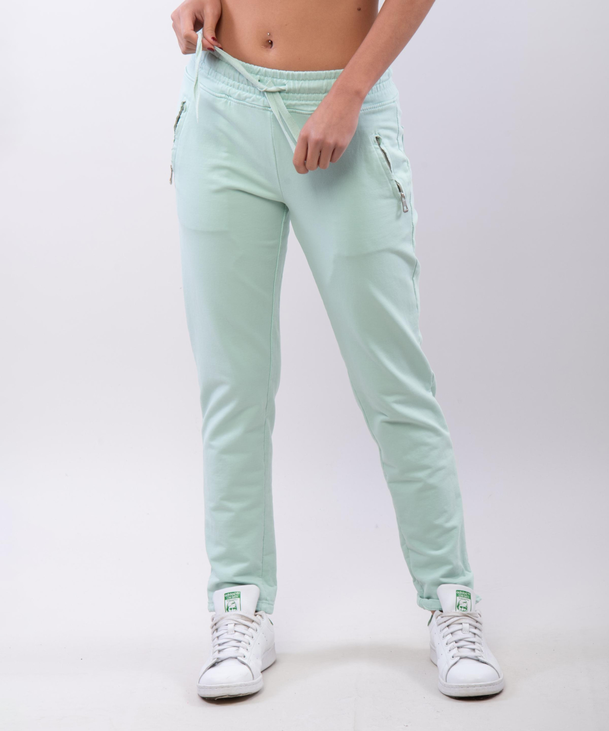 Jogger con elastico e tasche zip laterali 95% cotone 5% elastico