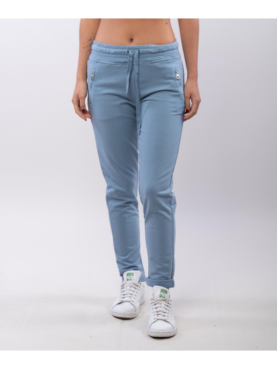Jogger con elastico e tasche zip laterali 95% cotone 5% elastico