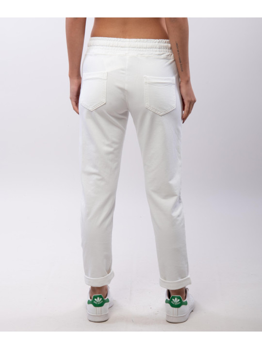 Jogger con elastico e tasche zip laterali 95% cotone 5% elastico