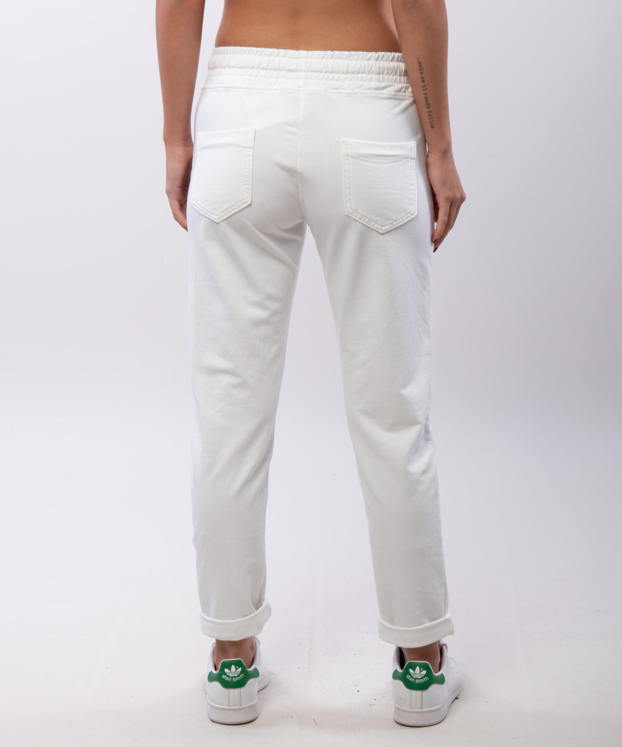 Jogger con elastico e tasche zip laterali 95% cotone 5% elastico