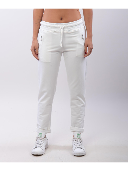Jogger con elastico e tasche zip laterali 95% cotone 5% elastico