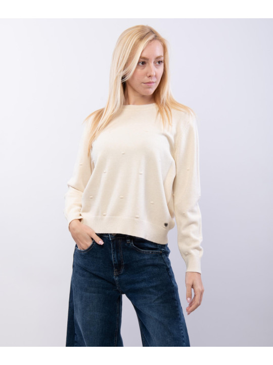 maglia semplice con pallini ricamo
