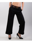 Pantaloni Wide Leg con Risvolto e Cintura