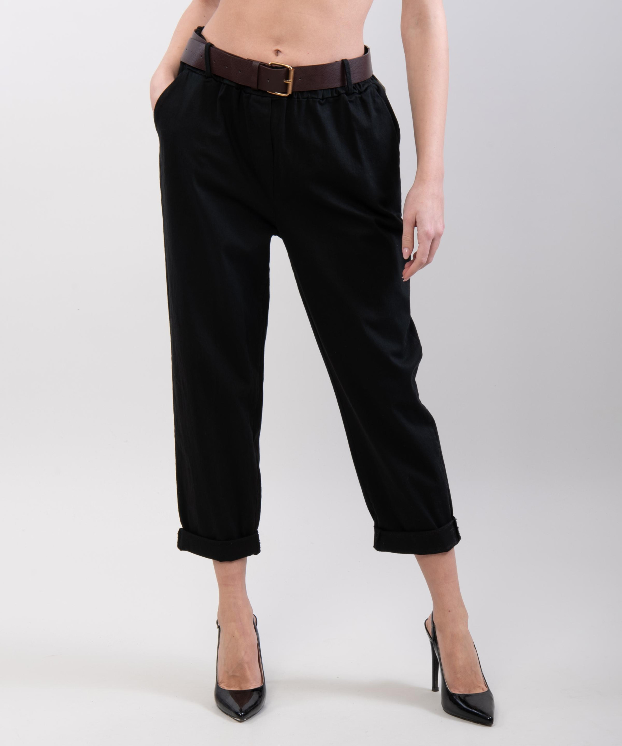 pantaloni cotone con cinture