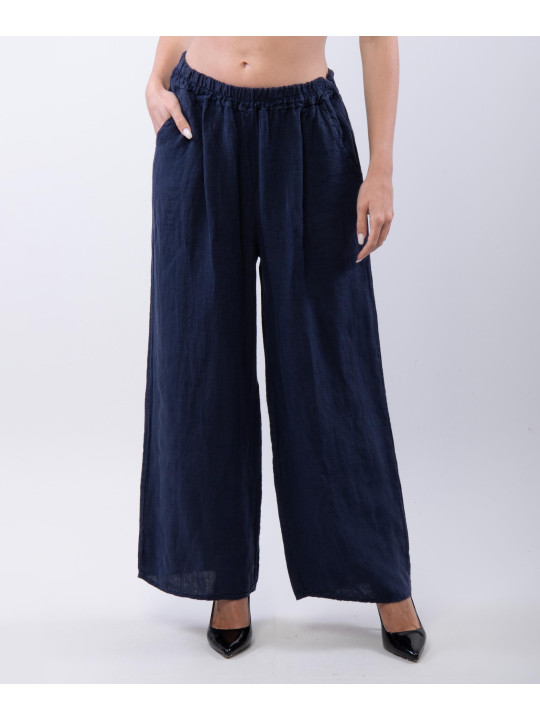Pantaloni a Palazzo di Lino con Elastico