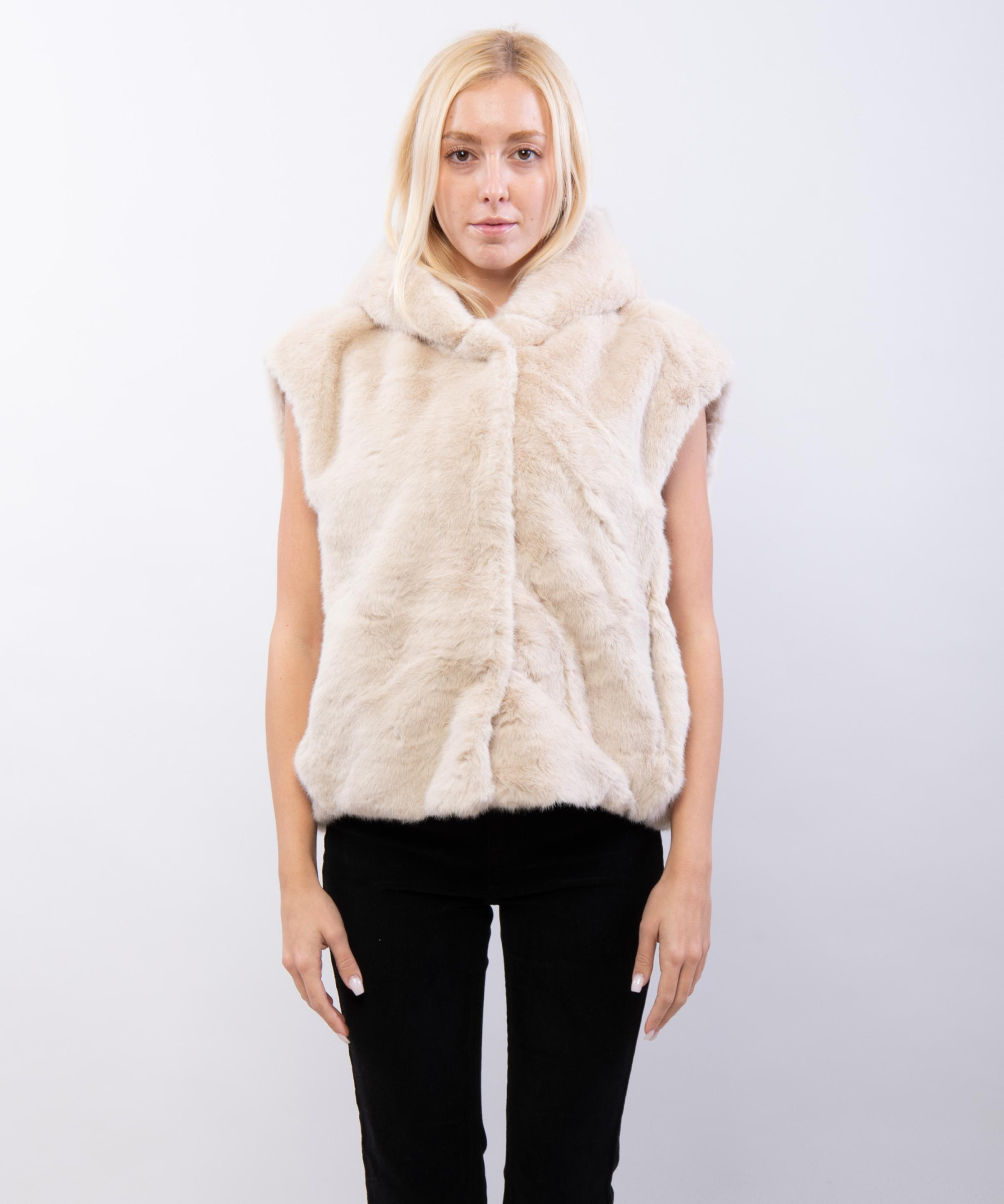 Gilet in Pelliccia con Cappuccio