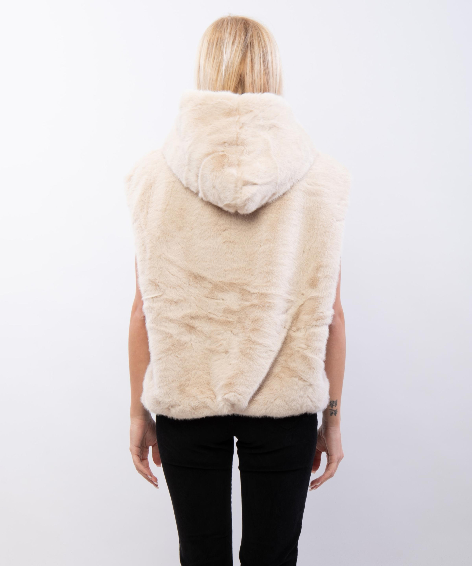 Gilet in Pelliccia con Cappuccio