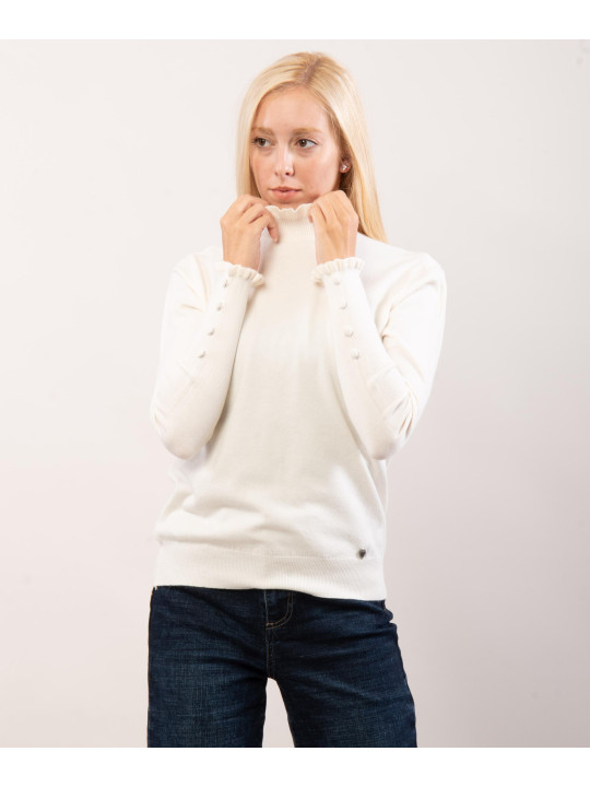 Maglione con collo e orlo a volant