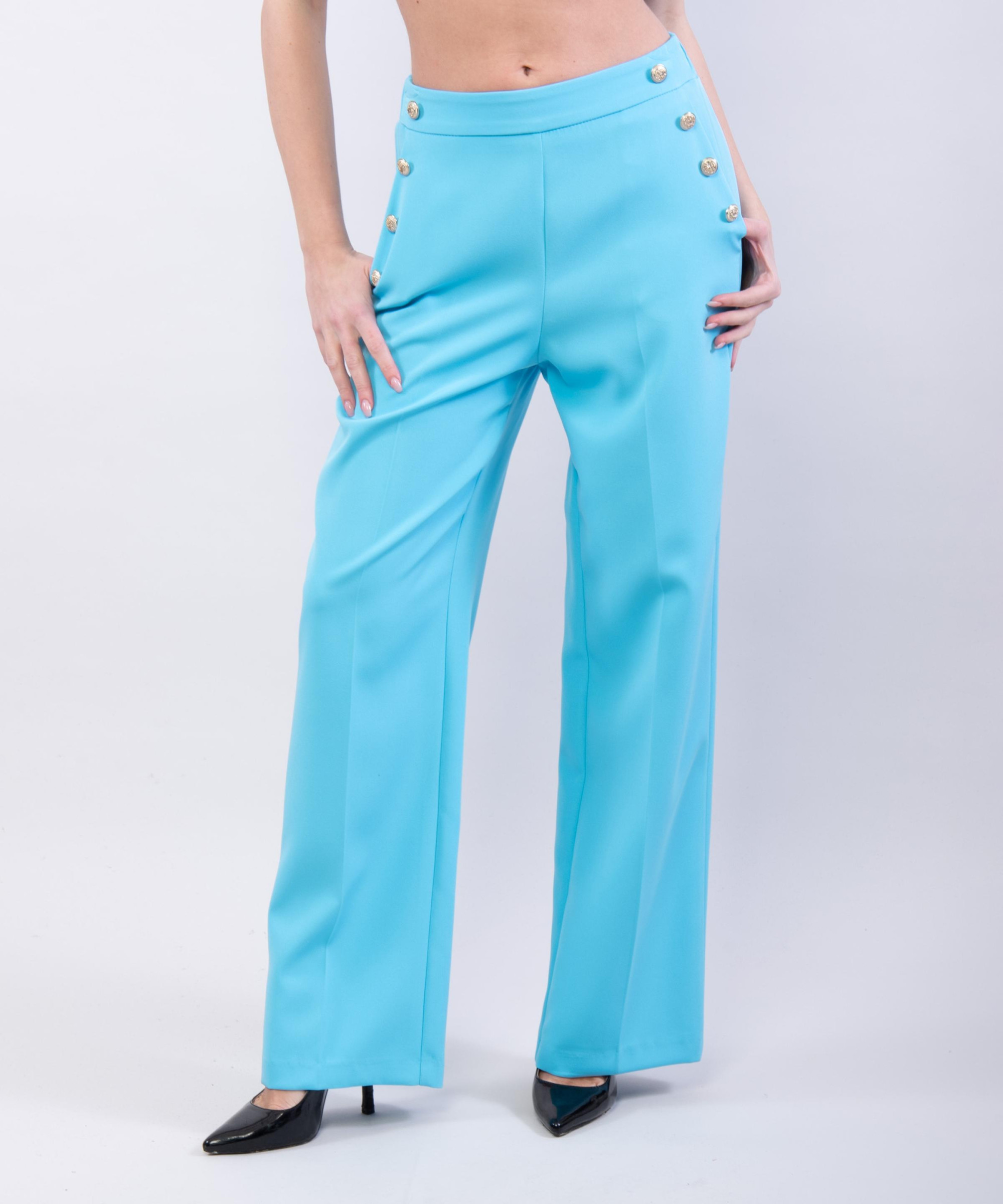 Pantaloni a Palazzo con Bottoni