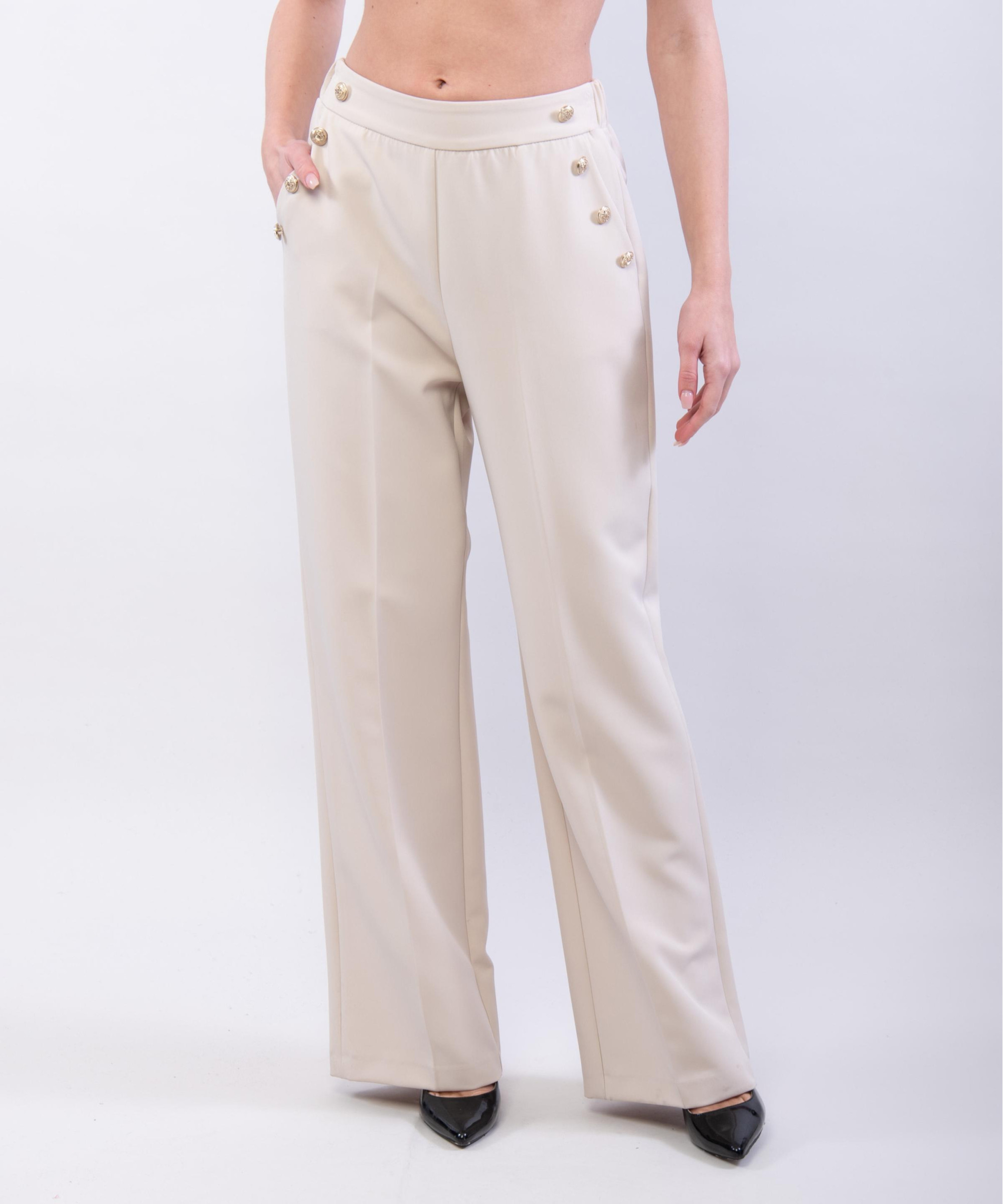Pantaloni a Palazzo con Bottoni