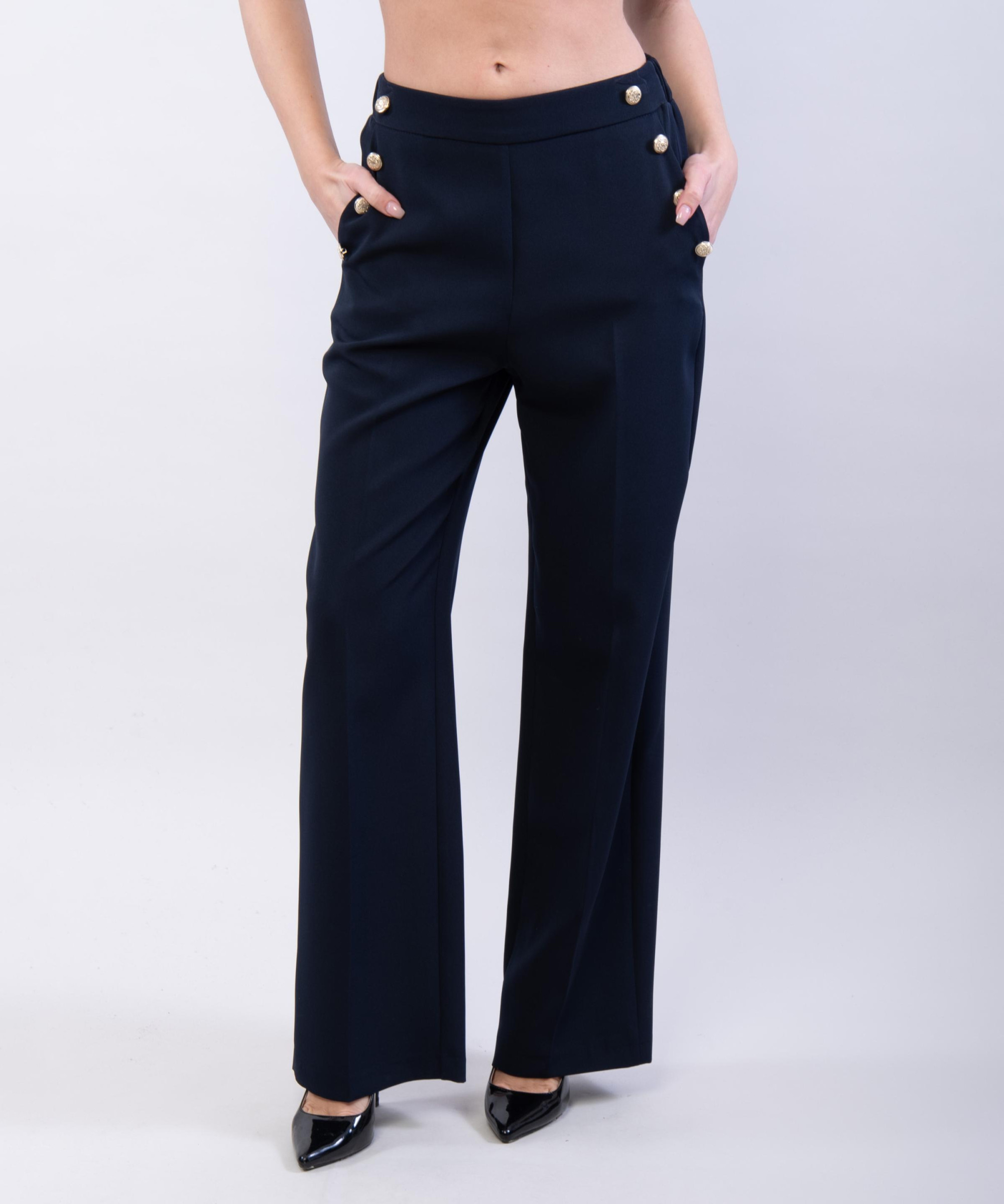 Pantaloni a Palazzo con Bottoni