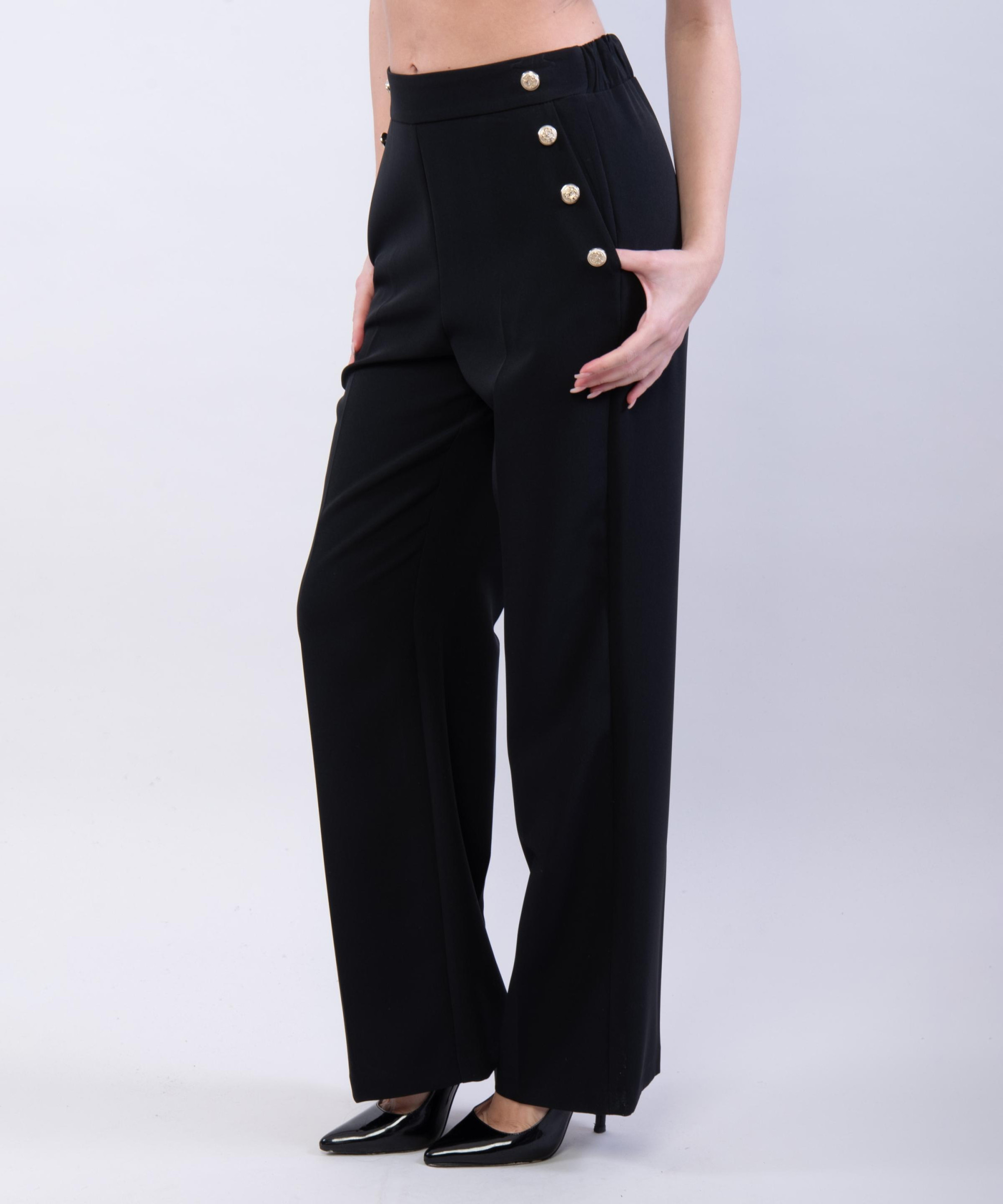 Pantaloni a Palazzo con Bottoni