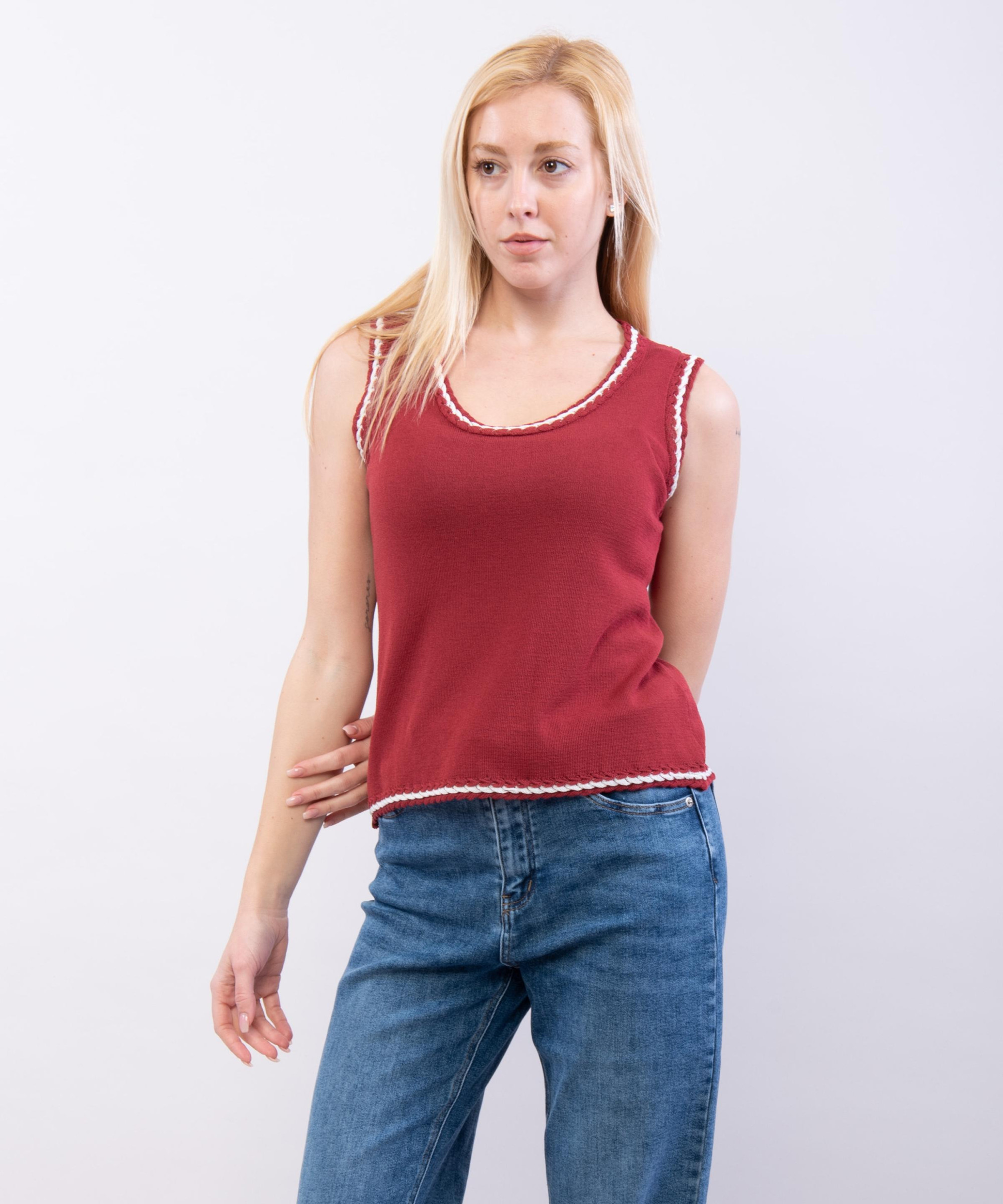top con bordo bicolore