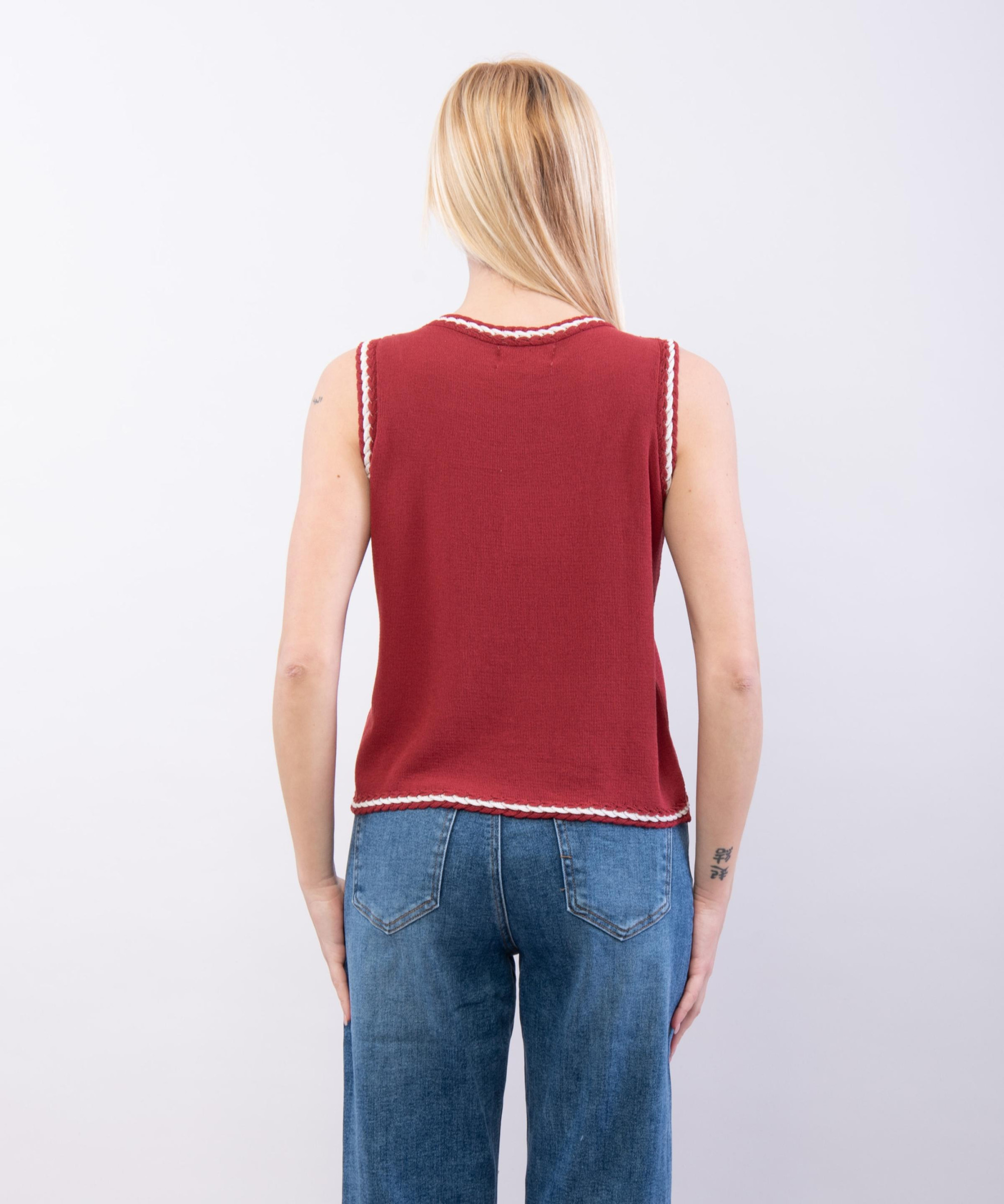 top con bordo bicolore