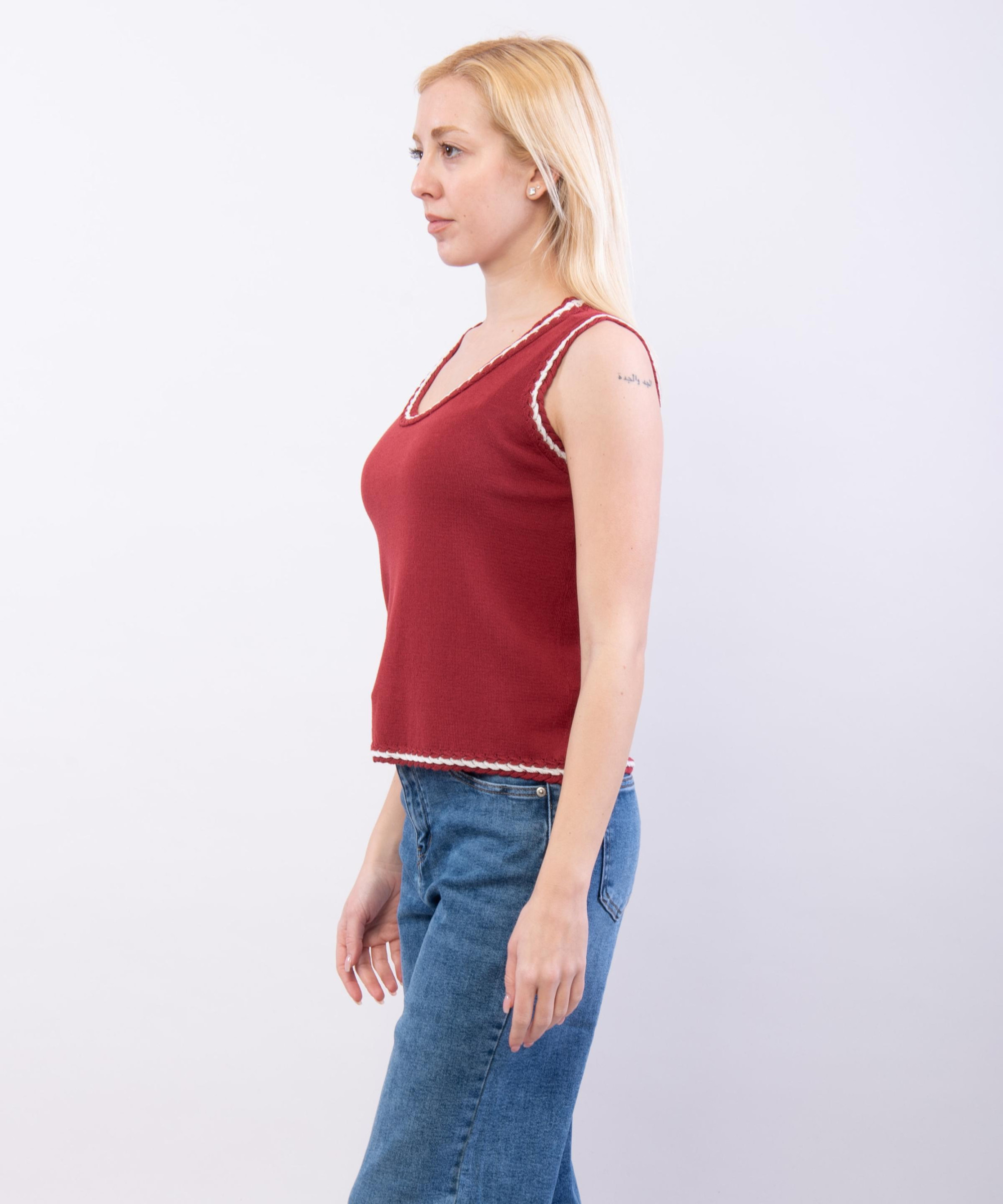 top con bordo bicolore