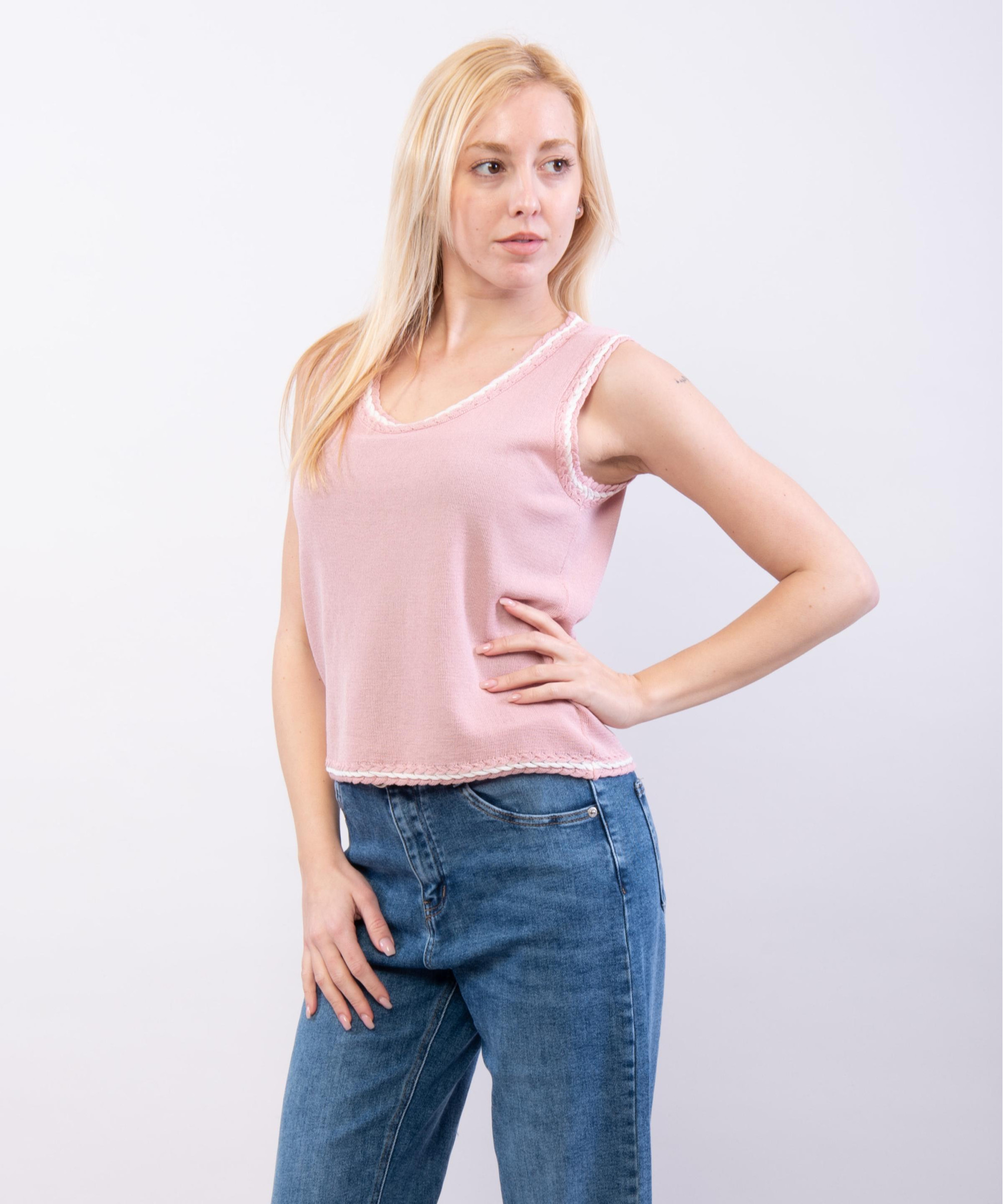 top con bordo bicolore