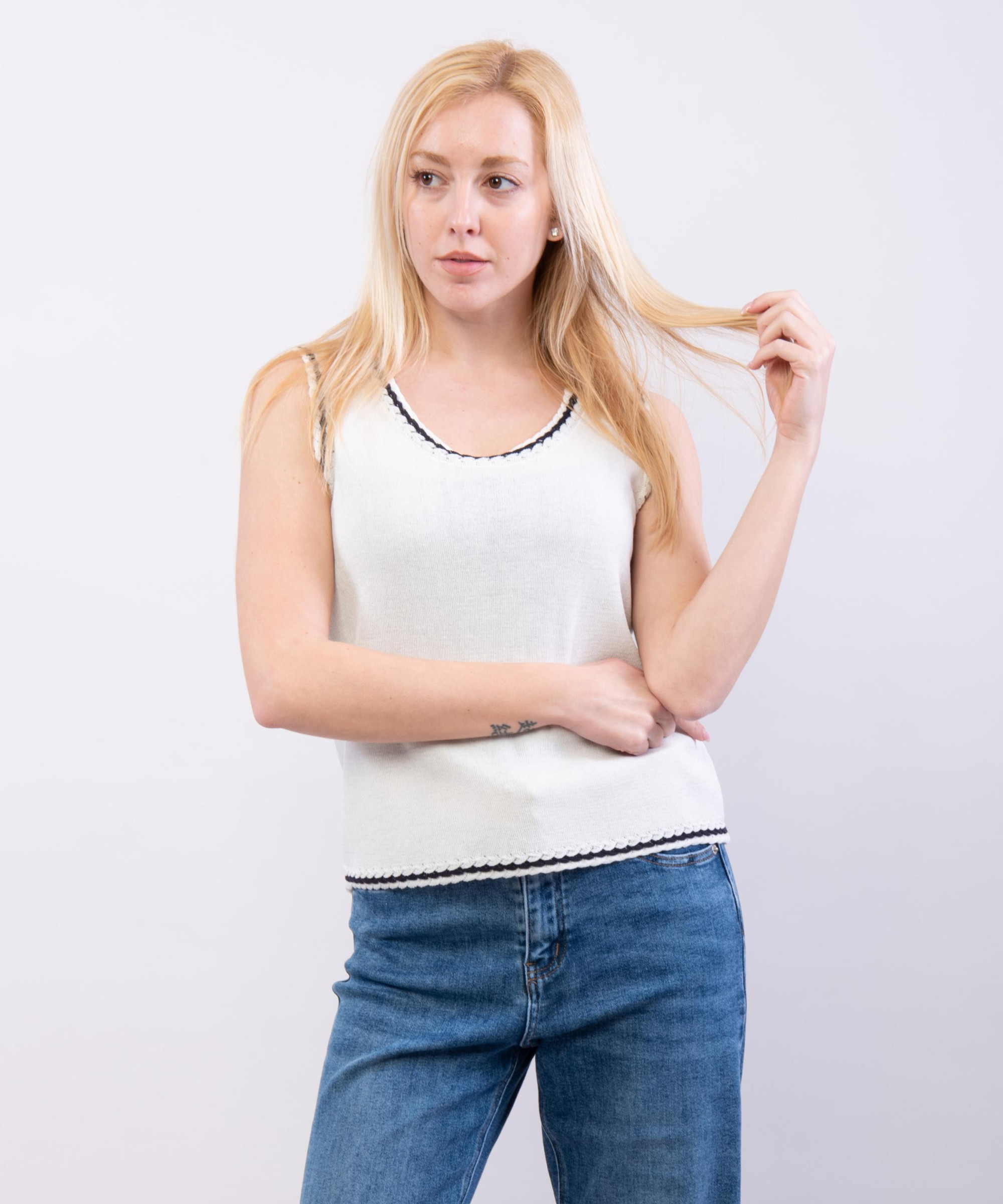top con bordo bicolore